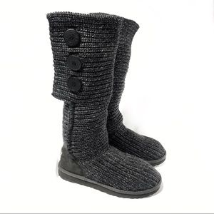 Ugg Classic Cardy Grey Knit Sweater Button Boots Size 7